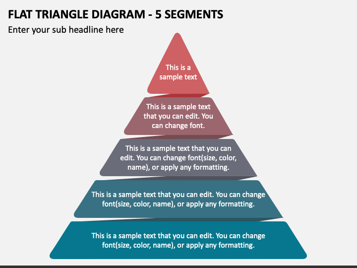 Flat Triangle Diagram - 5 Segments PPT Slide 1
