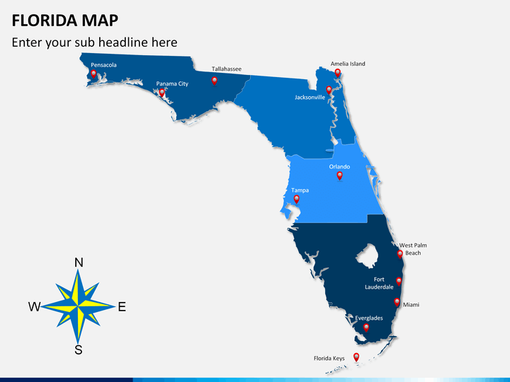 Florida map PPT slide 1