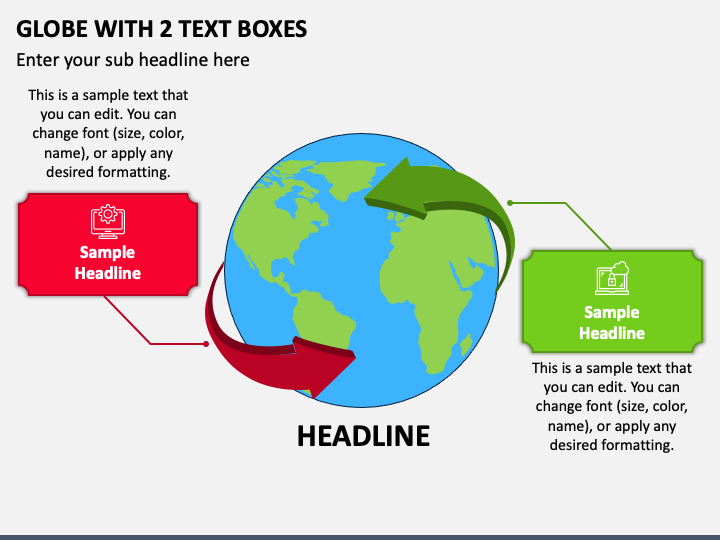 Globe with 2 Text Boxes PPT Slide 1