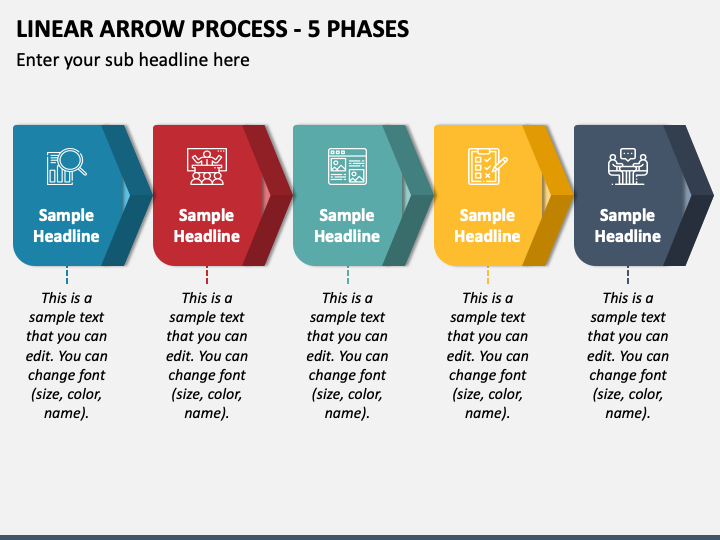 Linear Arrow Process - 5 Phases PPT Slide 1