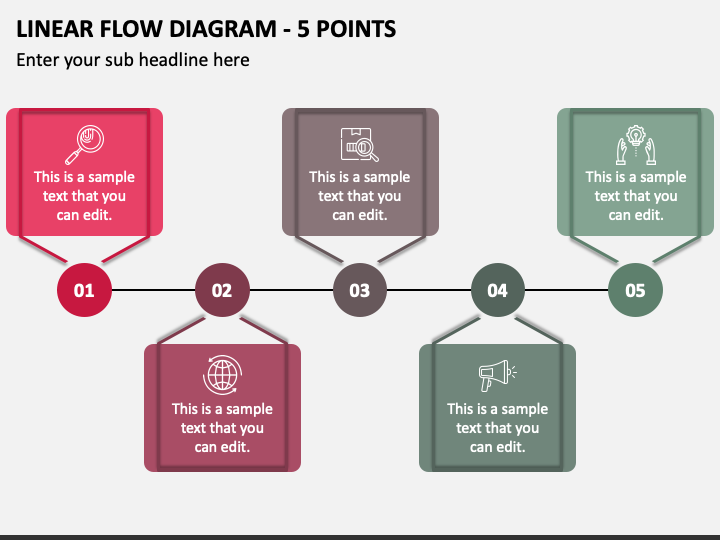 Linear Flow Diagram - 5 Points PPT Slide 1