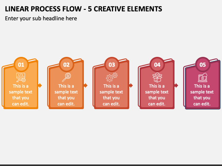 Linear Process Flow - 5 Creative Elements PPT Slide 1