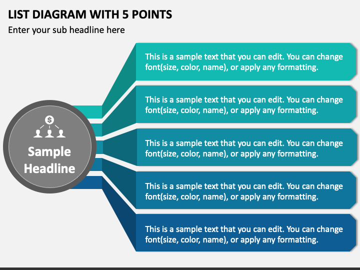 List Diagram with 5 Points PPT Slide 1