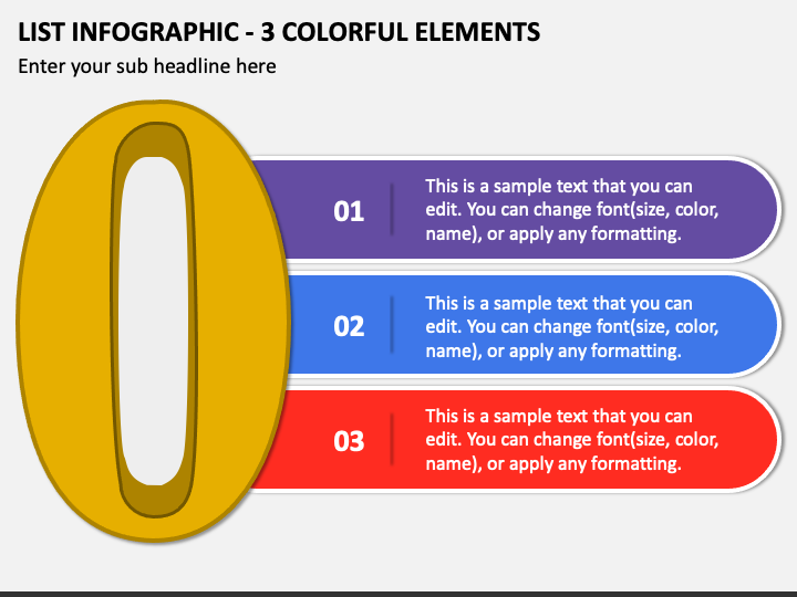 List Infographic - 3 Colorful Elements PPT Slide 1