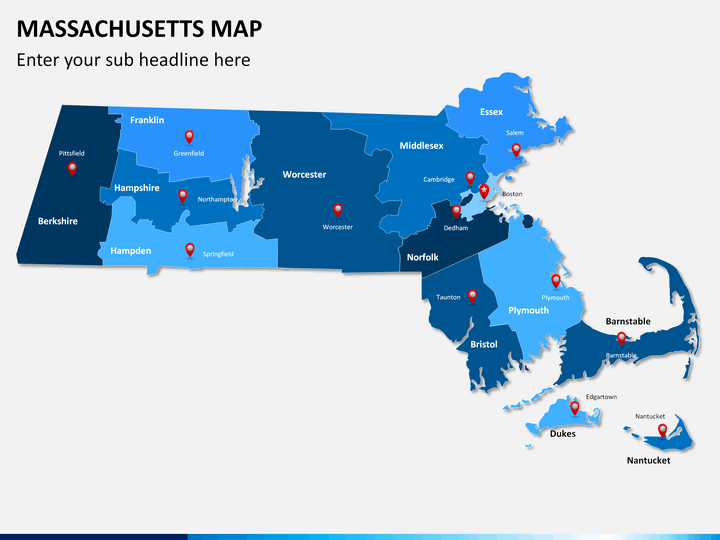 Massachusetts map PPT slide 1
