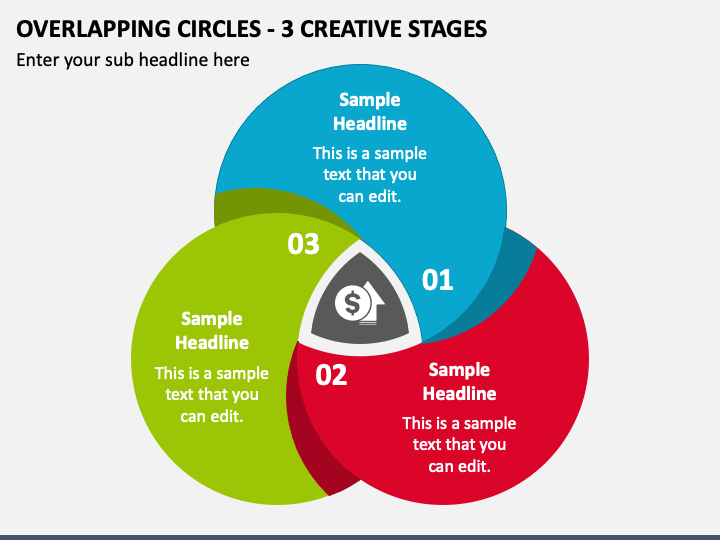 Overlapping Circles - 3 Creative Stages PPT Slide 1