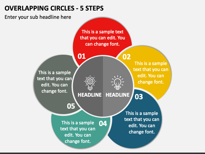 Overlapping Circles - 5 Steps PPT Slide 1