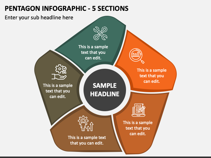Pentagon Infographic - 5 Sections PPT Slide 1