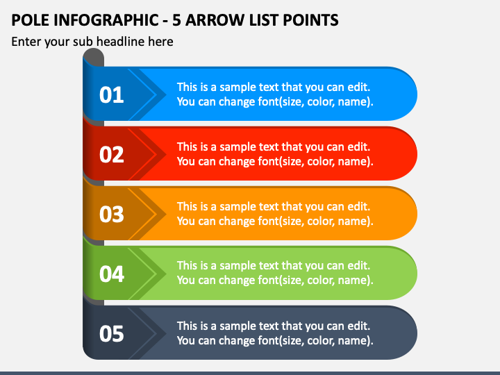 Pole Infographic - 5 Arrow List Points PPT Slide 1