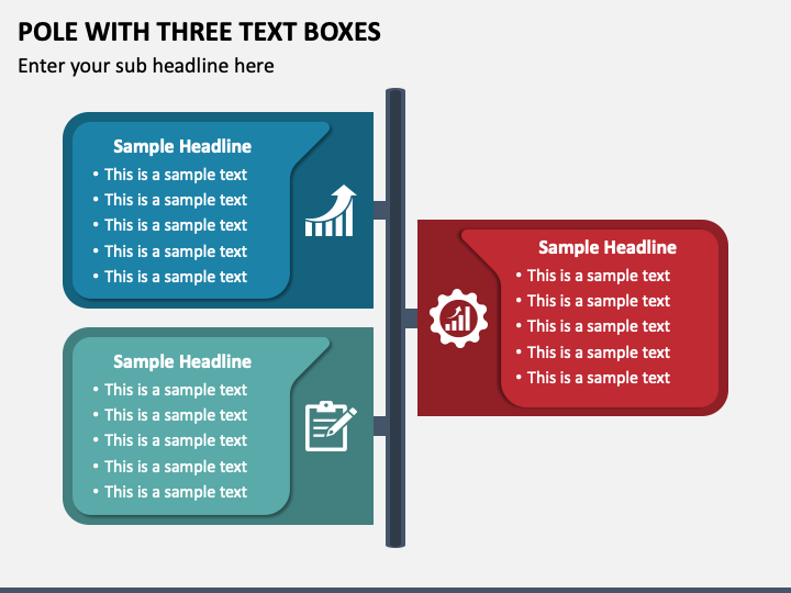 Pole with Three Text Boxes PPT Slide 1