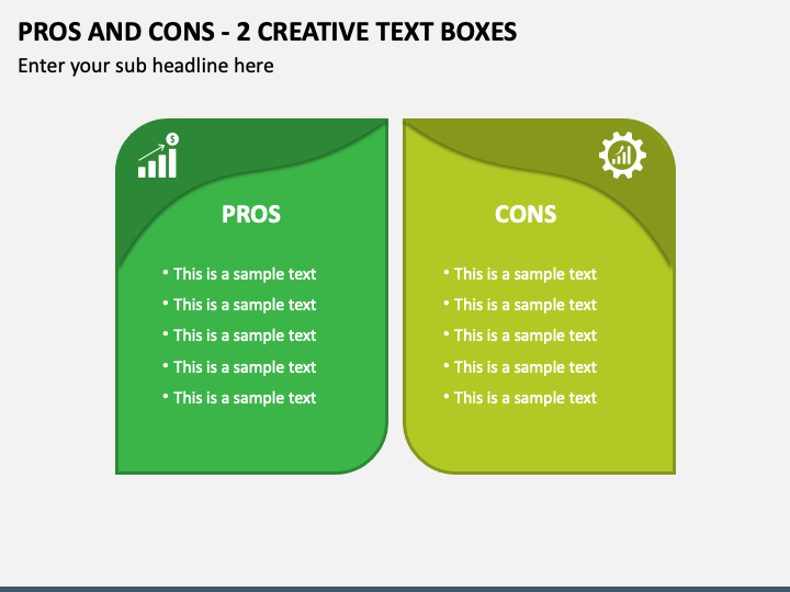 Pros and Cons - 2 Creative Text Boxes PPT Slide 1