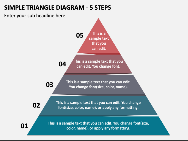 Simple Triangle Diagram - 5 Steps PPT Slide 1