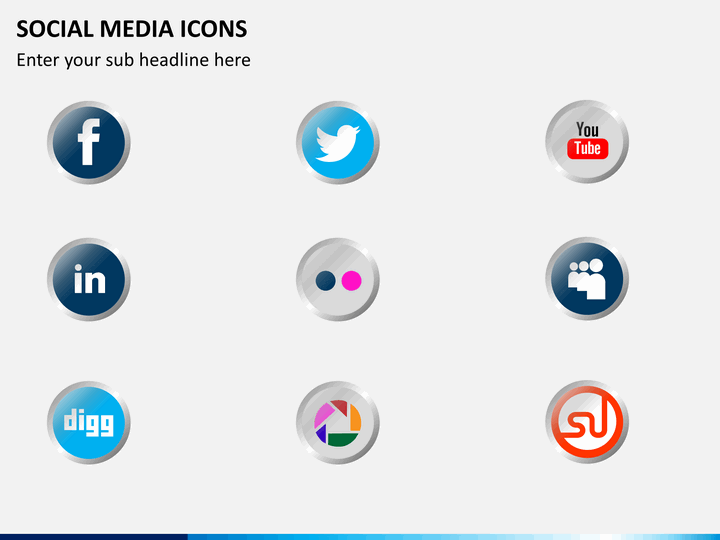 Social media icons PPT slide 1
