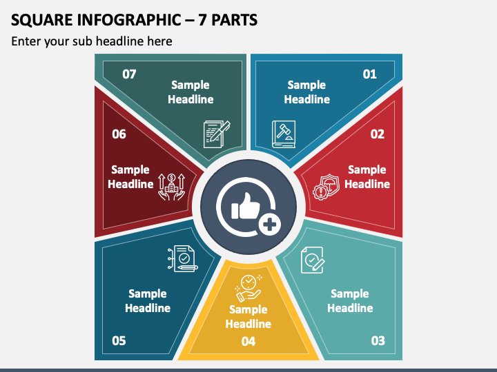 Square Infographic - 7 Parts PPT Slide 1