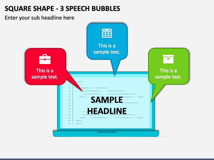 Square Shape - 3 Speech Bubbles PPT Slide 1