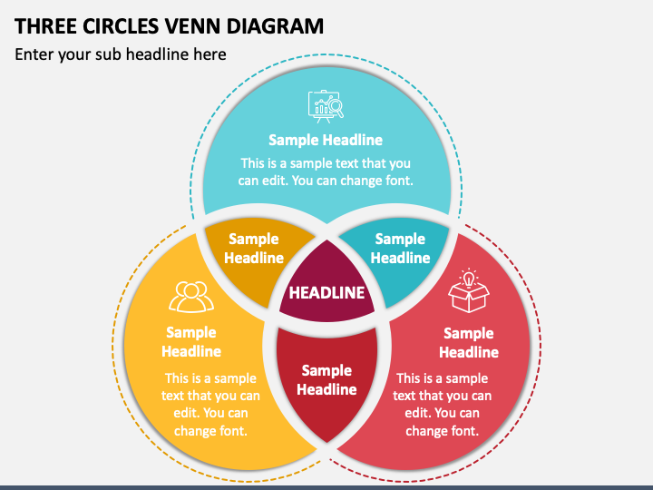 Three Circles Venn Diagram PPT Slide 1