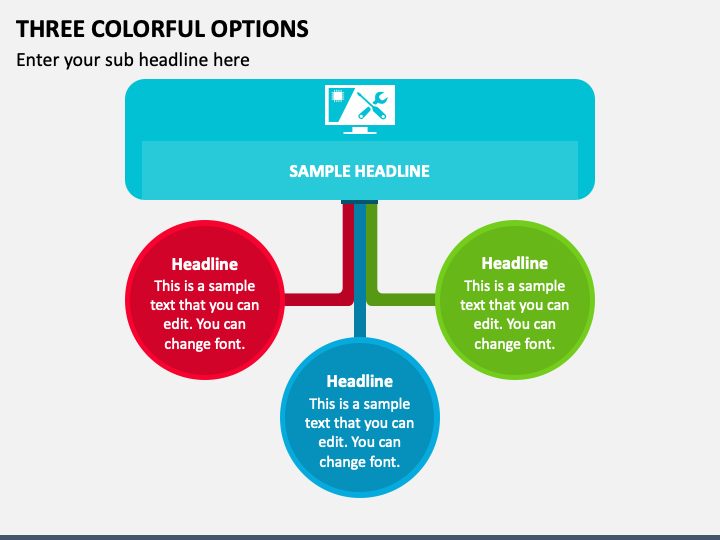 Three Colorful Options PPT Slide 1