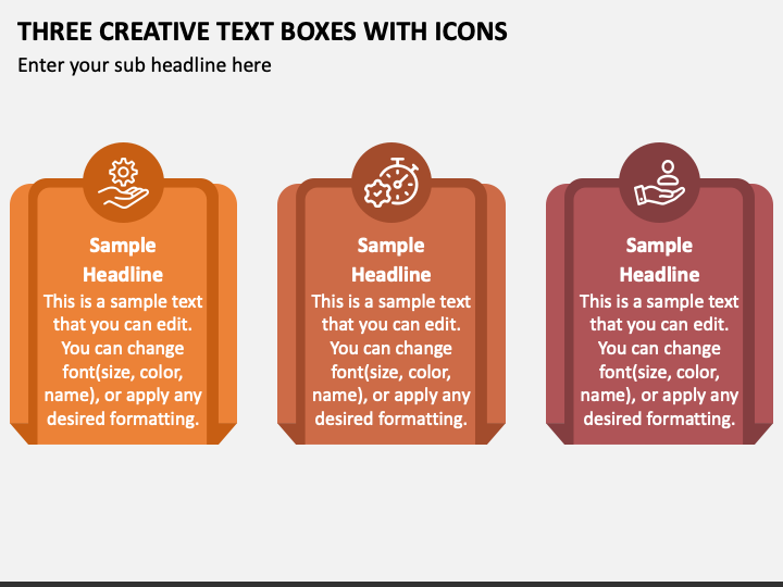Three Creative Text Boxes with Icons PPT Slide 1
