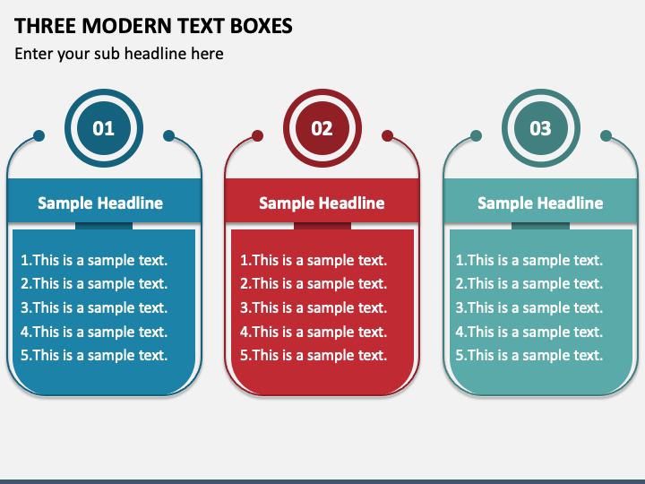 Three Modern Text Boxes PPT Slide 1