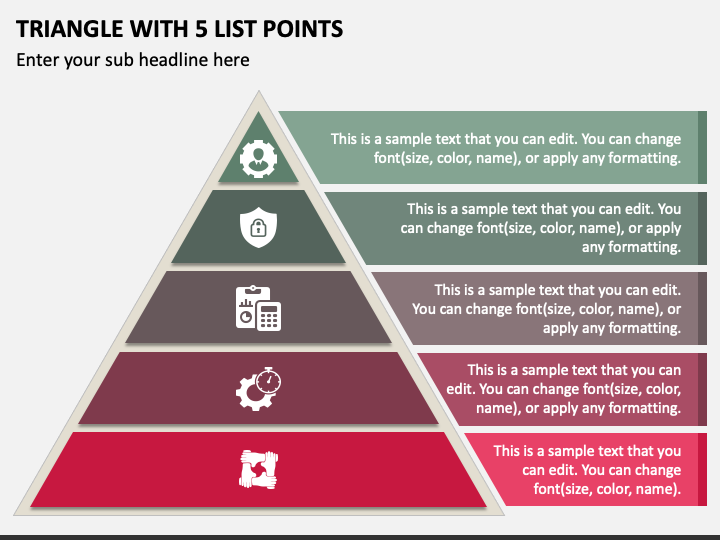 Triangle with 5 List Points PPT Slide 1