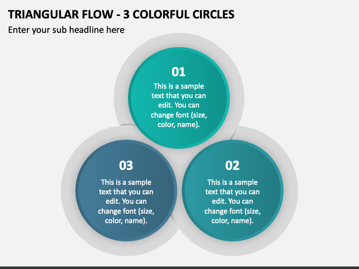 Triangular Flow - 3 Colorful Circles PPT Slide 1