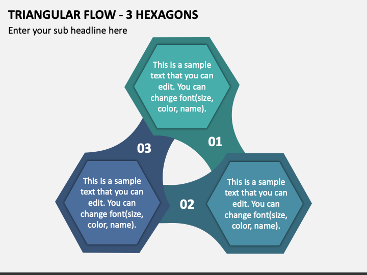 Triangular Flow - 3 Hexagons PPT Slide 1