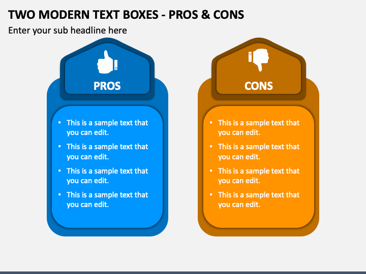 Two Modern Text Boxes - Pros & Cons PPT Slide 1