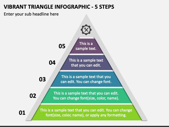 Vibrant Triangle Infographic - 5 Steps PPT Slide 1
