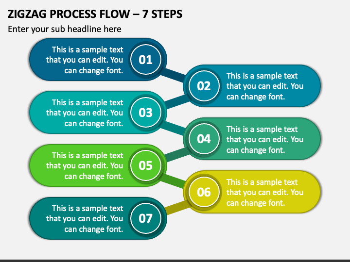 Zigzag Process Flow - 7 Steps PPT Slide 1