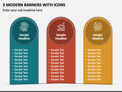 3 Modern Banners with Icons PPT Slide 1