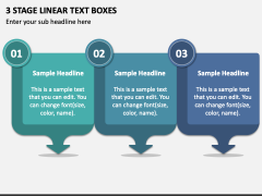 3 Stage Linear Text Boxes PPT Slide 1