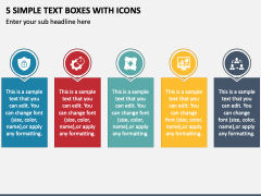 5 Simple Text Boxes with Icons PPT Slide 1