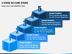 5 Stage 3D Cube Stairs PPT Slide 2