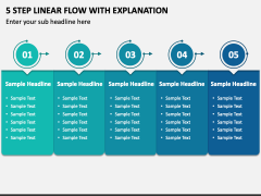 5 Step Linear Flow with Explanation PPT Slide 1