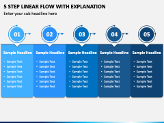 5 Step Linear Flow with Explanation PPT Slide 2