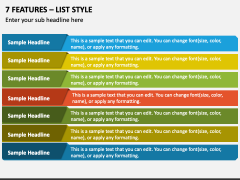 7 Features - List Style PPT Slide 1