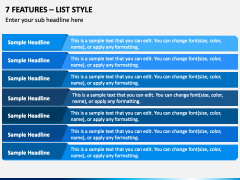 7 Features - List Style PPT Slide 2
