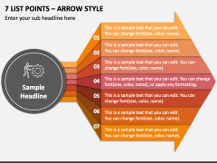 7 List Points - Arrow Style PPT Slide 1