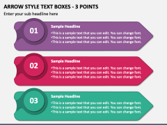 Arrow Style Text Boxes - 3 Points PPT Slide 1