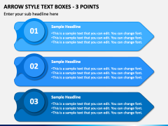 Arrow Style Text Boxes - 3 Points PPT Slide 2