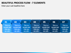 Beautiful Process Flow - 7 Elements PPT Slide 2