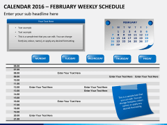 Calendar 2016 weekly schedule PPT slide 2