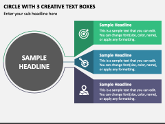 Circle with 3 Creative Text Boxes PPT Slide 1