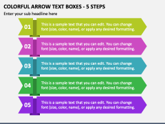 Colorful Arrow Text Boxes - 5 Steps PPT Slide 1