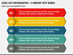Cool List Infographic - 5 Arrow Text Boxes PPT Slide 1