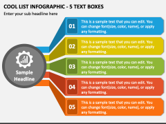 Cool List Infographic - 5 Text Boxes PPT Slide 1