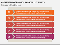 Creative Infographic - 5 Arrow List Points PPT Slide 1