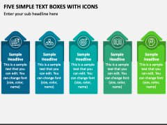 Five Simple Text Boxes with Icons PPT Slide 1