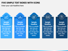 Five Simple Text Boxes with Icons PPT Slide 2