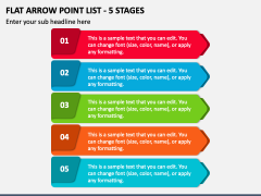Flat Arrow Point List - 5 Stages PPT Slide 1